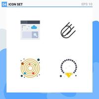 Pictogram Set of 4 Simple Flat Icons of browser nadir attachment add jewelry Editable Vector Design Elements