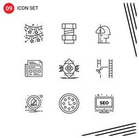 Modern Set of 9 Outlines and symbols such as computing headline addiction paper newspaper Editable Vector Design Elements