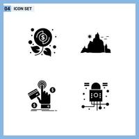 Universal Icon Symbols Group of 4 Modern Solid Glyphs of budget ppc profit hill pay Editable Vector Design Elements