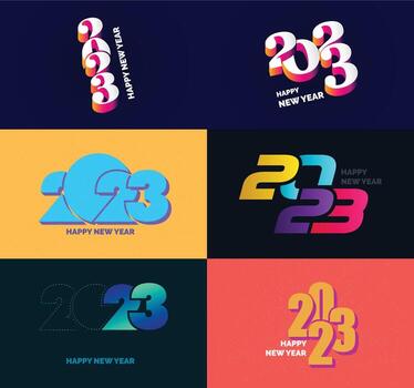 Big Set of 2023 Happy New Year logo text design 2023 number design template vector