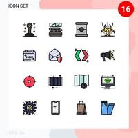 Universal Icon Symbols Group of 16 Modern Flat Color Filled Lines of love day preserves calendar danger Editable Creative Vector Design Elements