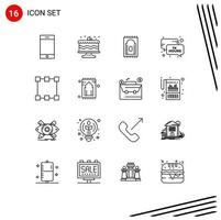 16 Creative Icons Modern Signs and Symbols of carpet points praying path news update Editable Vector Design Elements