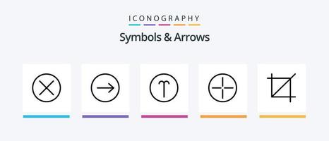 paquete de iconos de línea 5 de símbolos y flechas que incluye . hasta. izquierda. transporte. flechas diseño de iconos creativos vector