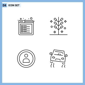 Concepto de 4 líneas para sitios web, dispositivos móviles y aplicaciones, interfaz de navegador, elementos de diseño vectorial editables por el usuario festivo web vector