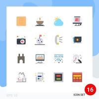 16 Thematic Vector Flat Colors and Editable Symbols of photo web layout cloud web graphics css design Editable Pack of Creative Vector Design Elements