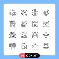 16 iconos creativos signos y símbolos modernos de gestión de contenido logros wifi mezclador licuadora elementos de diseño vectorial editables vector