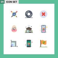 User Interface Pack of 9 Basic Flat Colors of internet of things house delete eat gift Editable Vector Design Elements