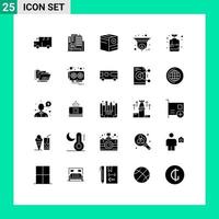 25 Thematic Vector Solid Glyphs and Editable Symbols of decorative information box security cam Editable Vector Design Elements