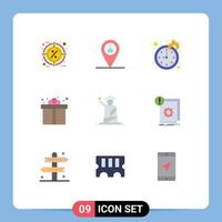 Set of 9 Modern UI Icons Symbols Signs for of landmarks deadline shopping gift Editable Vector Design Elements