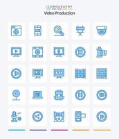 Creative Video Production 25 Blue icon pack  Such As monitor. media. video. cctv. folding chair vector