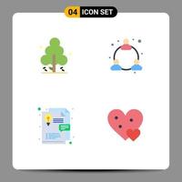 4 Flat Icon concept for Websites Mobile and Apps nature graphic design tree network love Editable Vector Design Elements