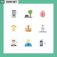 Modern Set of 9 Flat Colors and symbols such as bulb multiple tap egg interface four Editable Vector Design Elements