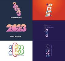 Big Set of 2023 Happy New Year logo text design 2023 number design template vector