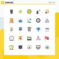 25 iconos creativos, signos y símbolos modernos de configuración de ajustes, casilla de verificación, juego, elementos de diseño vectorial editables vector