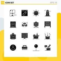 16 Creative Icons Modern Signs and Symbols of artist watchtower web tower technology Editable Vector Design Elements