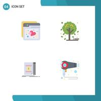 4 iconos planos universales establecidos para aplicaciones web y móviles Internet dinero web árbol secador elementos de diseño vectorial editables vector