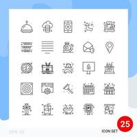 Group of 25 Modern Lines Set for flag toaster play kitchen breakfast Editable Vector Design Elements