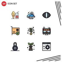 9 iconos creativos, signos y símbolos modernos de dispositivos de crecimiento, computadoras meteorológicas, agregan elementos de diseño vectorial editables vector