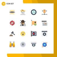 Modern Set of 16 Flat Colors Pictograph of process target camera accessories web hosting hosting Editable Pack of Creative Vector Design Elements