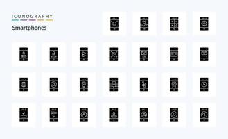 25 Smartphones Solid Glyph icon pack vector