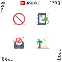 4 Universal Flat Icons Set for Web and Mobile Applications block email stop finance virus Editable Vector Design Elements