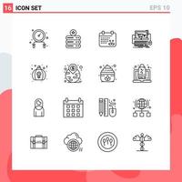 Mobile Interface Outline Set of 16 Pictograms of gift game dad store online Editable Vector Design Elements