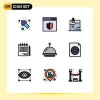 Set of 9 Modern UI Icons Symbols Signs for bell plan data list competitive Editable Vector Design Elements