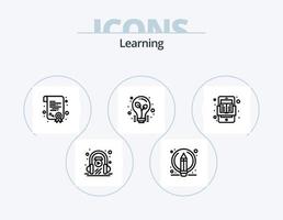 Learning Line Icon Pack 5 Icon Design. learning. e learning. book. school. building vector