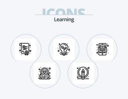 Learning Line Icon Pack 5 Icon Design. learning. e learning. book. school. building vector