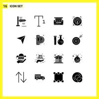 Solid Glyph Pack of 16 Universal Symbols of game insert coin leaf next pointer Editable Vector Design Elements