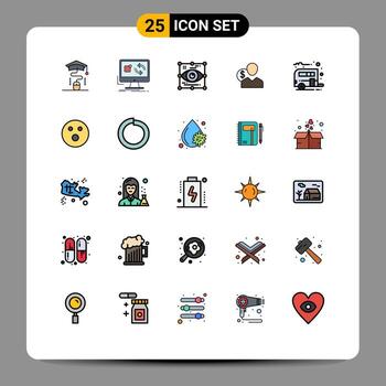 User Interface Pack of 25 Basic Filled line Flat Colors of employee user sync client look Editable Vector Design Elements
