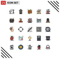 25 colores planos de línea rellena universales establecidos para aplicaciones web y móviles temporadas venta tienda bolsa dinero elementos de diseño vectorial editables vector