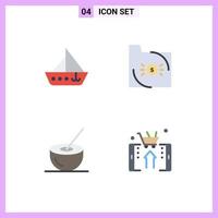 Universal Icon Symbols Group of 4 Modern Flat Icons of boat economy vehicles banking coconut Editable Vector Design Elements