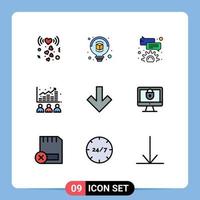 Set of 9 Modern UI Icons Symbols Signs for back arrow comment stock index Editable Vector Design Elements