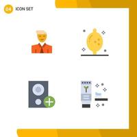 User Interface Pack of 4 Basic Flat Icons of man devices teacher fruit hardware Editable Vector Design Elements