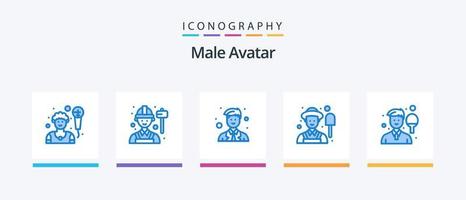 avatar masculino azul 5 paquete de iconos que incluye deporte. chico. hombre. avatar. masculino. diseño de iconos creativos vector