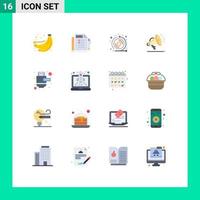 Group of 16 Flat Colors Signs and Symbols for extension speaker task security token Editable Pack of Creative Vector Design Elements