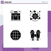 Group of 4 Modern Solid Glyphs Set for business earth case configuration web Editable Vector Design Elements
