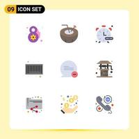 Pictogram Set of 9 Simple Flat Colors of message delete hobbies chat barcode Editable Vector Design Elements