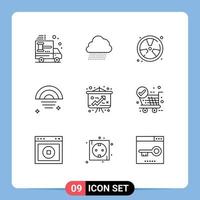 User Interface Pack of 9 Basic Outlines of weather rainy spring rainbow fireman Editable Vector Design Elements