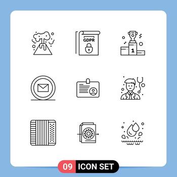 Set of 9 Vector Outlines on Grid for card web cup online development Editable Vector Design Elements