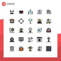 Mobile Interface Filled line Flat Color Set of 25 Pictograms of co carbon engagement id shopping Editable Vector Design Elements