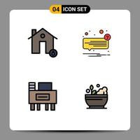 Pictogram Set of 4 Simple Filledline Flat Colors of buildings unread hot message education Editable Vector Design Elements