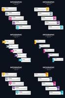 plantilla de diapositiva de presentación del paquete de infografías vectoriales 6 diagramas de ciclo de 5 pasos y líneas de tiempo vector