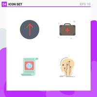 4 Thematic Vector Flat Icons and Editable Symbols of arrow world bag goal data Editable Vector Design Elements