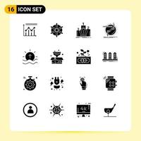 Universal Icon Symbols Group of 16 Modern Solid Glyphs of link connect wheel chain monarchy Editable Vector Design Elements