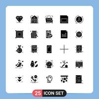 Set of 25 Commercial Solid Glyphs pack for board marketing analytics digital mobile Editable Vector Design Elements