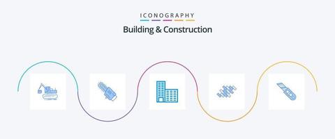 Building And Construction Blue 5 Icon Pack Including tool. construction. architecture. block. repair vector