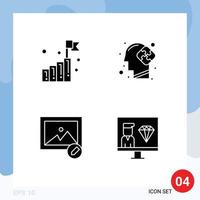 4 iconos creativos signos y símbolos modernos de la imagen empresarial éxito objetivo solución codificación elementos de diseño vectorial editables vector