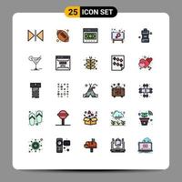 Mobile Interface Filled line Flat Color Set of 25 Pictograms of bathroom message ecommerce day ad Editable Vector Design Elements